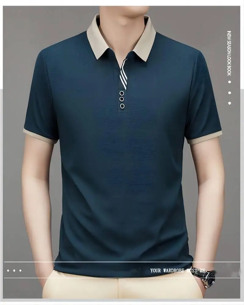 Summer Mens Jogging Polo Shirts Short Sleeve Shirt Luxury Top Casual Lapel T-shirt Men Breathable Lightweight T Shirt Homme ﻿