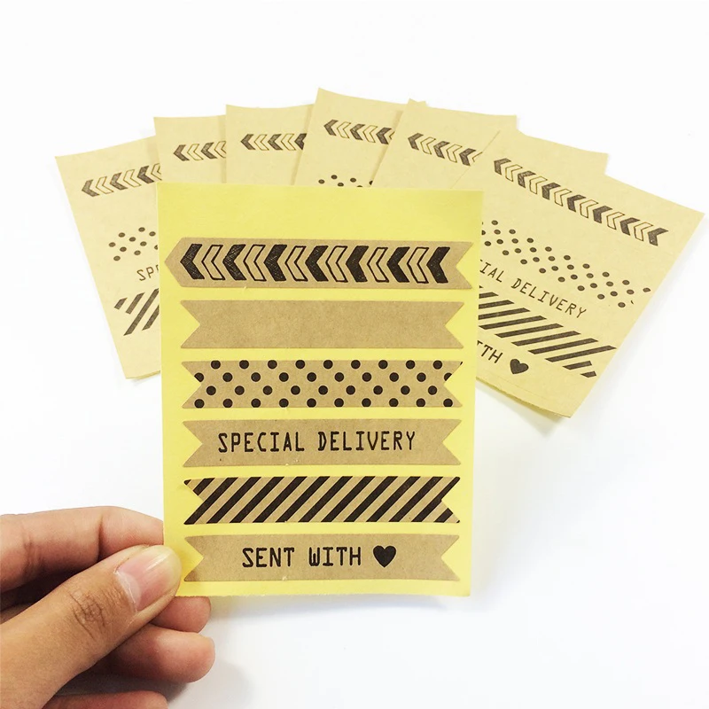 

120 шт./лот винтажные милые полосатые дизайнерские наклейки из крафт-бумаги для изделий ручной работы многофункциональные Подарочные наклейки для самостоятельного изготовления