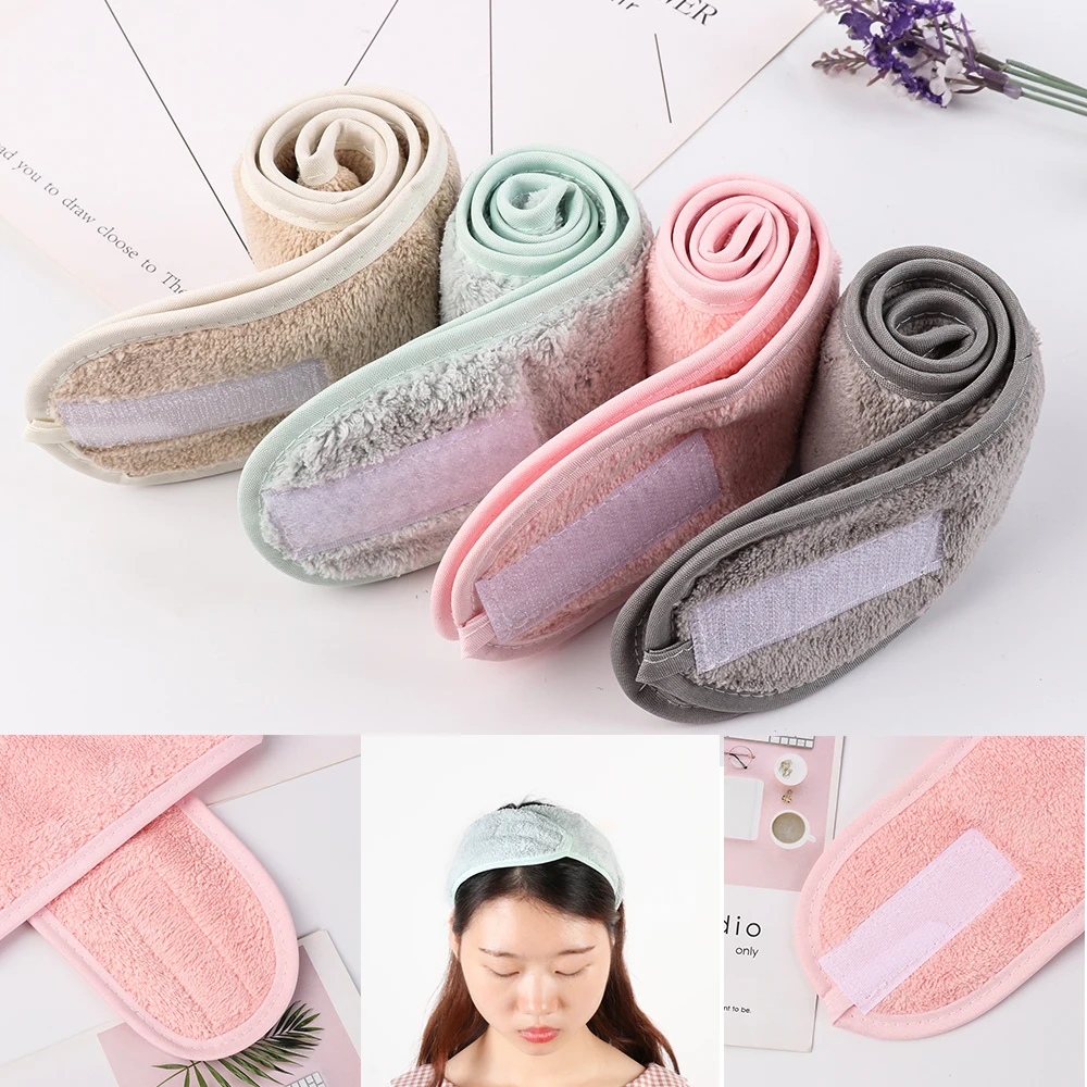 1PC Adjustable Facial Hairband Makeup Head Band Toweling Hair Wrap Stretch Towel 