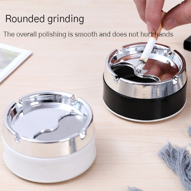Stainless Steel Ashtray Round Windproof Ashtrays with Rotating Lid for Home Garden Outdoor Indoor Smoking Accessory Stainless Steel Ashtray Metal Ashtray