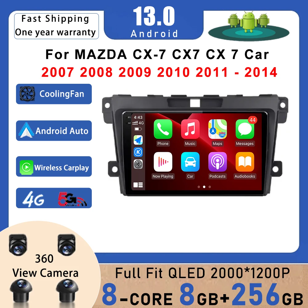 9 inch screen for MAZDA CX-7 CX7 CX 7 Car 2007 2008 2009 2010 2011 - 2014 Car Radio Multimedia Player GPS Navigation  Android 13
