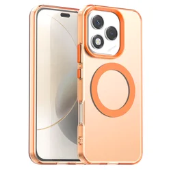 Vibrant Translucent Magnetic Wireless Charging Phone Case - TPU Frame with Hard Plastic Back Cover - Honor 400 Lite (Orange)