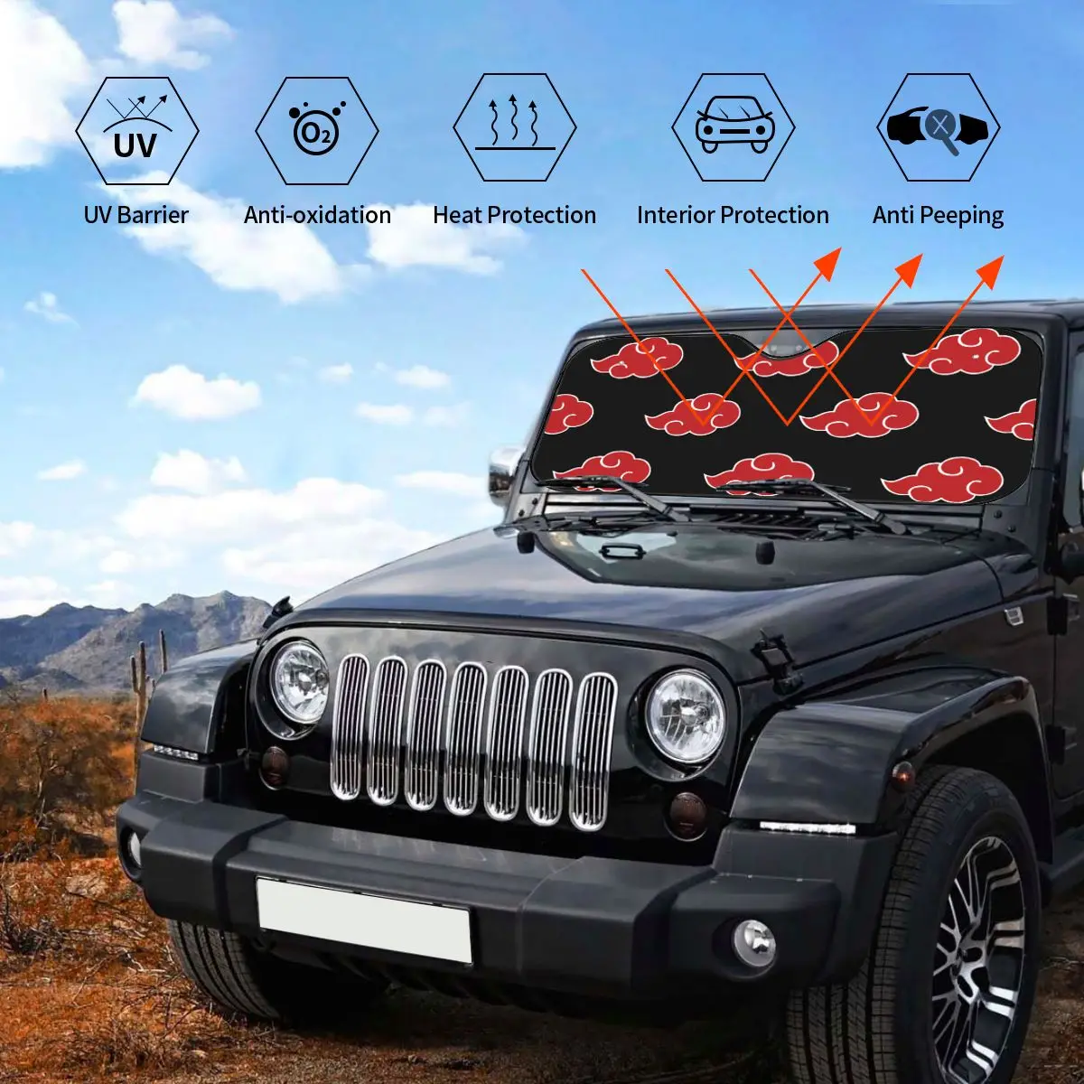 일본 애니메이션 아카츠키 구름 차양 앞 유리 Konoha Neji 접이식 자동차 앞 유리 70x130cm Sun Visor Solar Protect