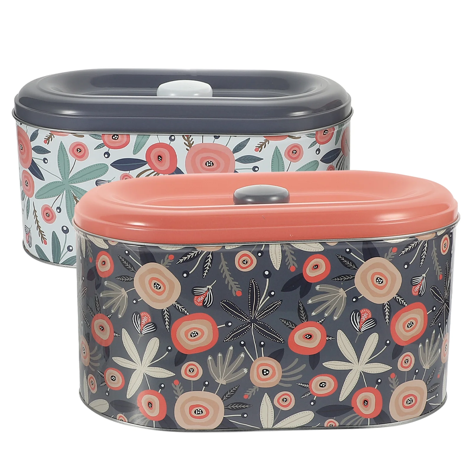 

2 Pcs Cookie Tins With Lids Gift Jar Candy Containers Holiday Tinplate Festival Biscuit