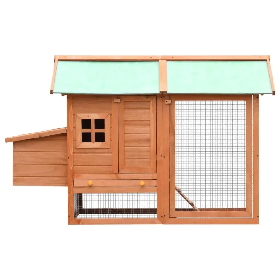 Solid Pine and Fir Wood Chicken Cage 66.9x31.9x43.3 Inches