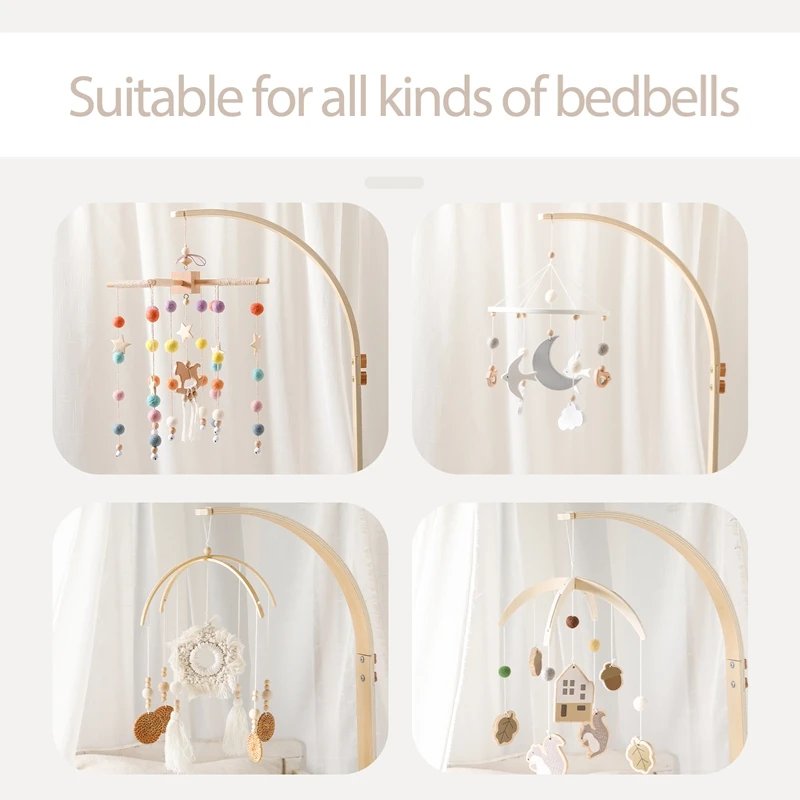Wooden Mobile Bracket 0-12 Months Toy Crib Bell Floor Stand Newborn Crib Bell Hanging Stand Baby Crib Bell Stand Baby Rattle Toy