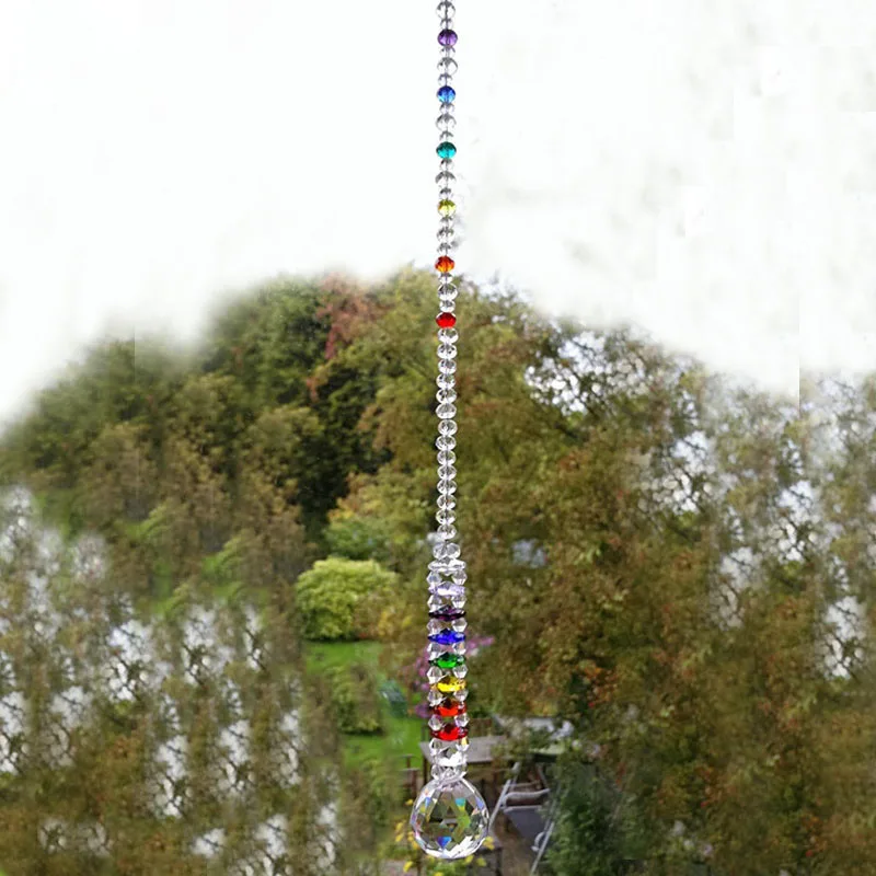 Clear Crystal Ball Prisms Suncatcher Fengshui Pendant Hanging Ornament Rainbow Maker for Home Garden Decoration