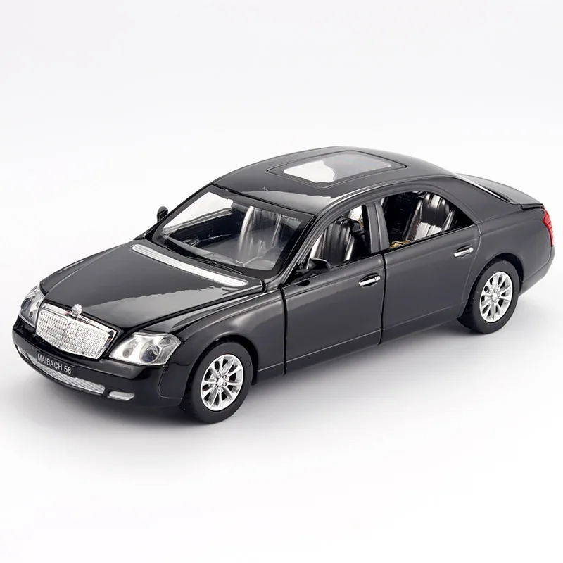 

1:32 Mercedes Maybach alloy model 6 open door Sound and light return toy car Children's toy car birthday present
