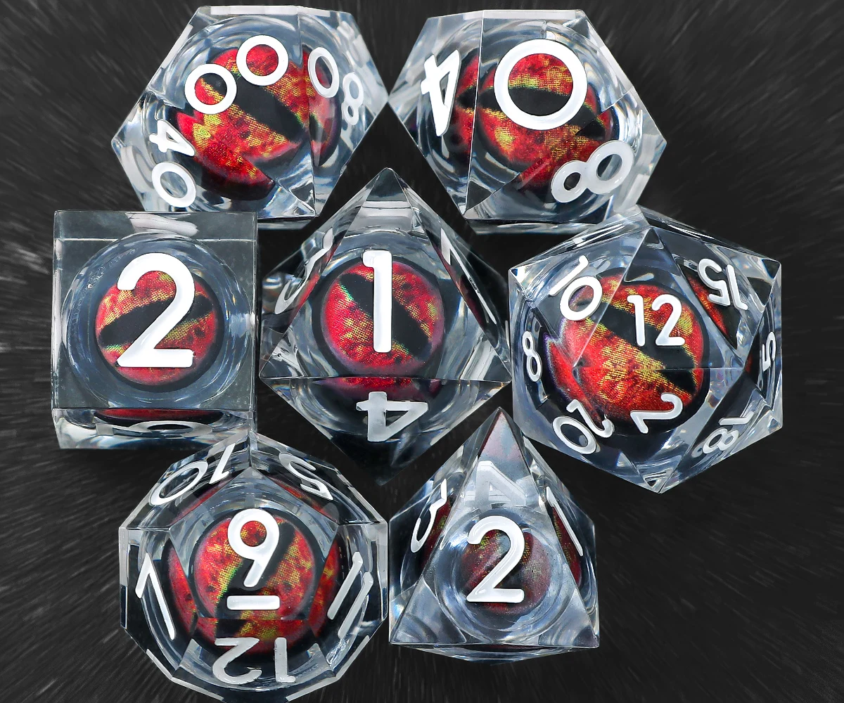 던전 앤 드래곤, D&D 레진 주사위 세트, 7피스 레진 다면체 주사위 세트 (테이블탑 게임용)