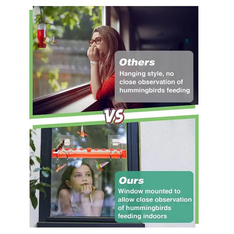 Window Bird Feeder Single Row Hummingbird Feeders Window Mount Bird Feeder Flower Hummingbird Window Feeders For Chinese New - Image 3