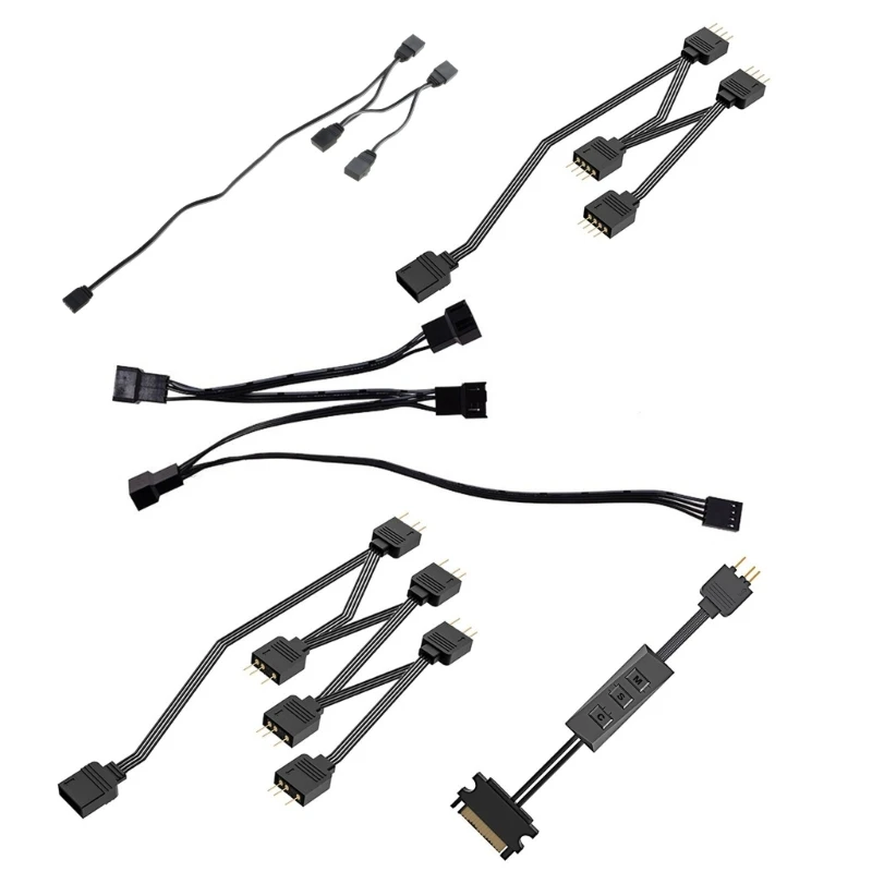 5V 3Pin ARGB 분배기 케이블 지원 시리즈 ARGB RGB 허브 코드 35cm/13.8in용 5V RGB 3핀 LED 라이트 스트립 케이블
