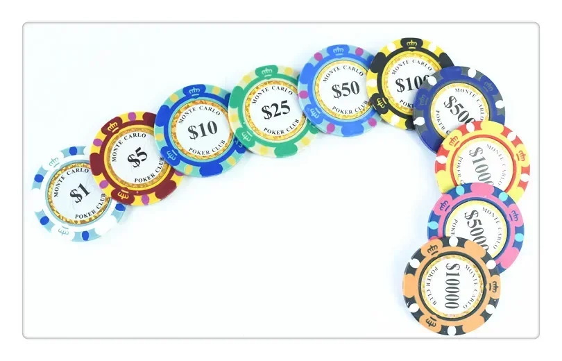 Monte Dollar Carlo Coins 10pcs Golden Clay Poker Chips Casino Coins 14gram Clay Coin Poker Chips Entertainment poker chips