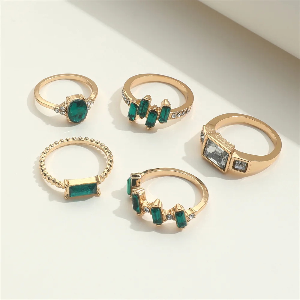 green crystal ring set