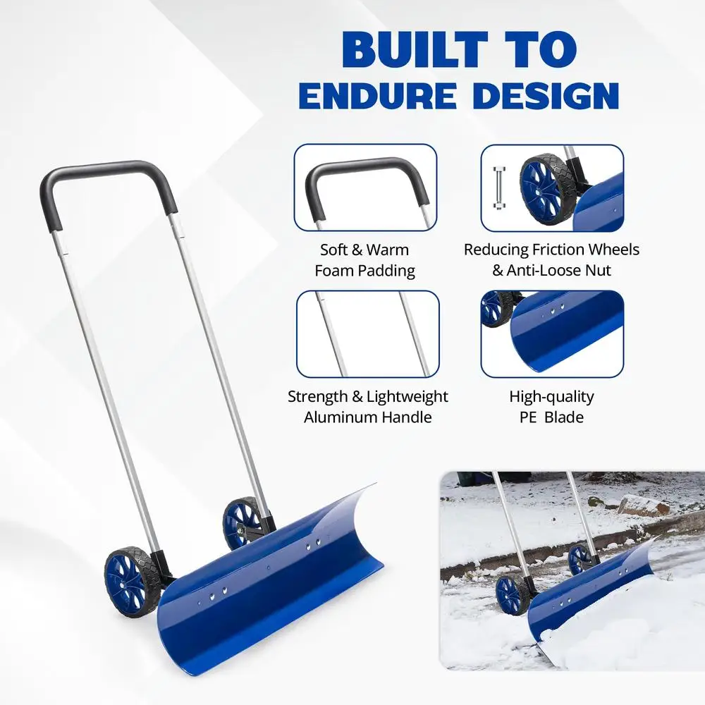 Wheeled Snow Pusher & Plow Shovel 3