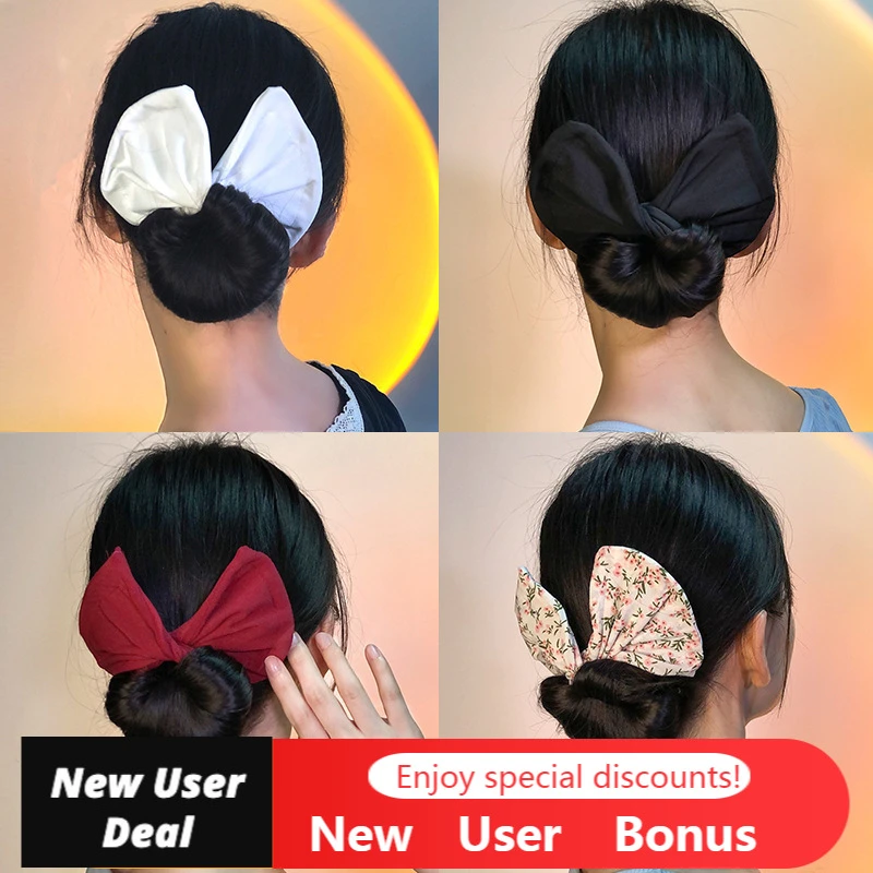 hair clips for women Magic Scrunchie Headwear Coral Fleece Bow Hair Clip Fashion Elastic Hair Bands Cross Print Hair Claws Women Bohemian Barrettes ladies headbands for short hair