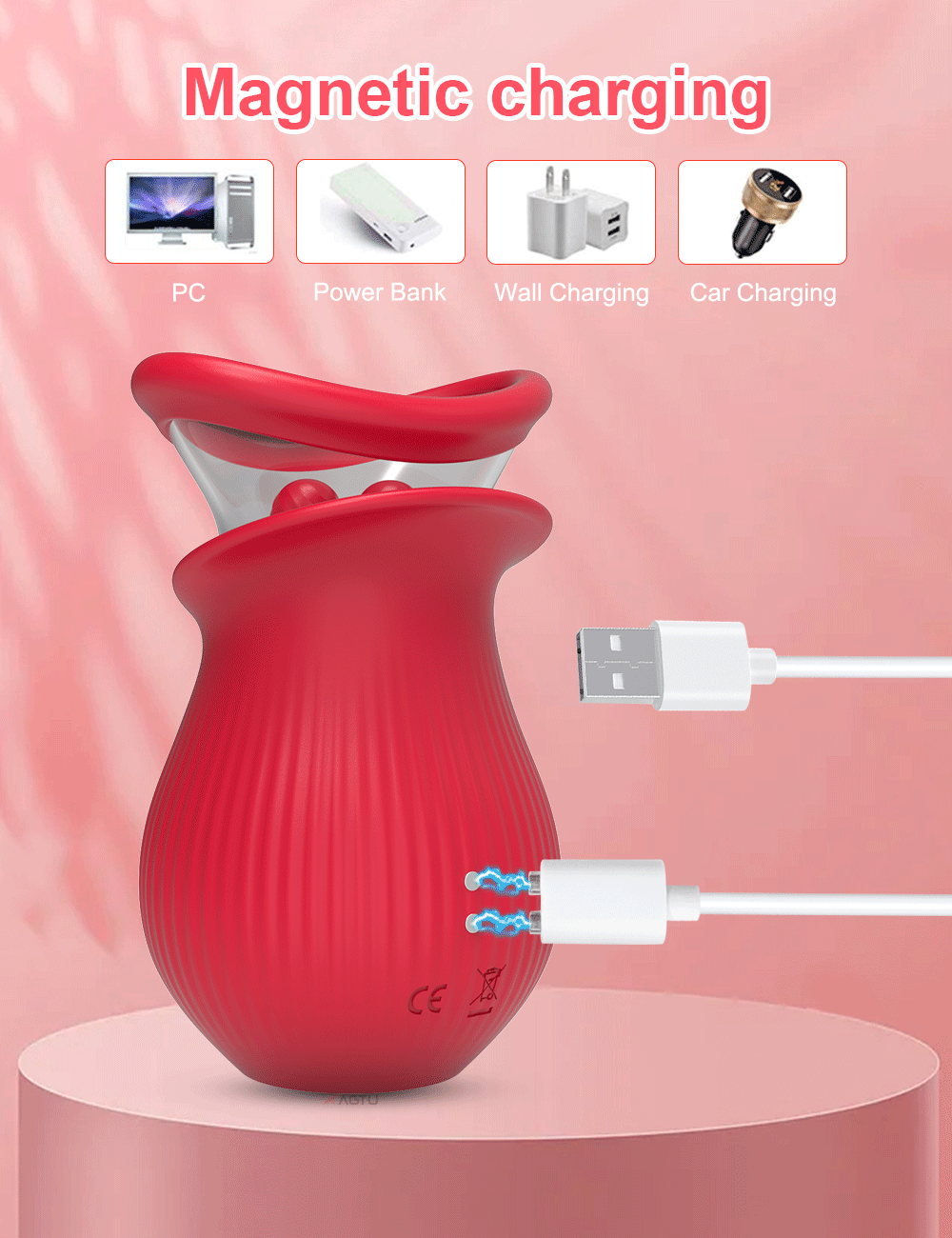 Powerful Rose Vibrator Toy for Women Licking Sucking Vacuum Stimulator Oral Nipple Clit Sucker Sex Toys Goods for Female Adults