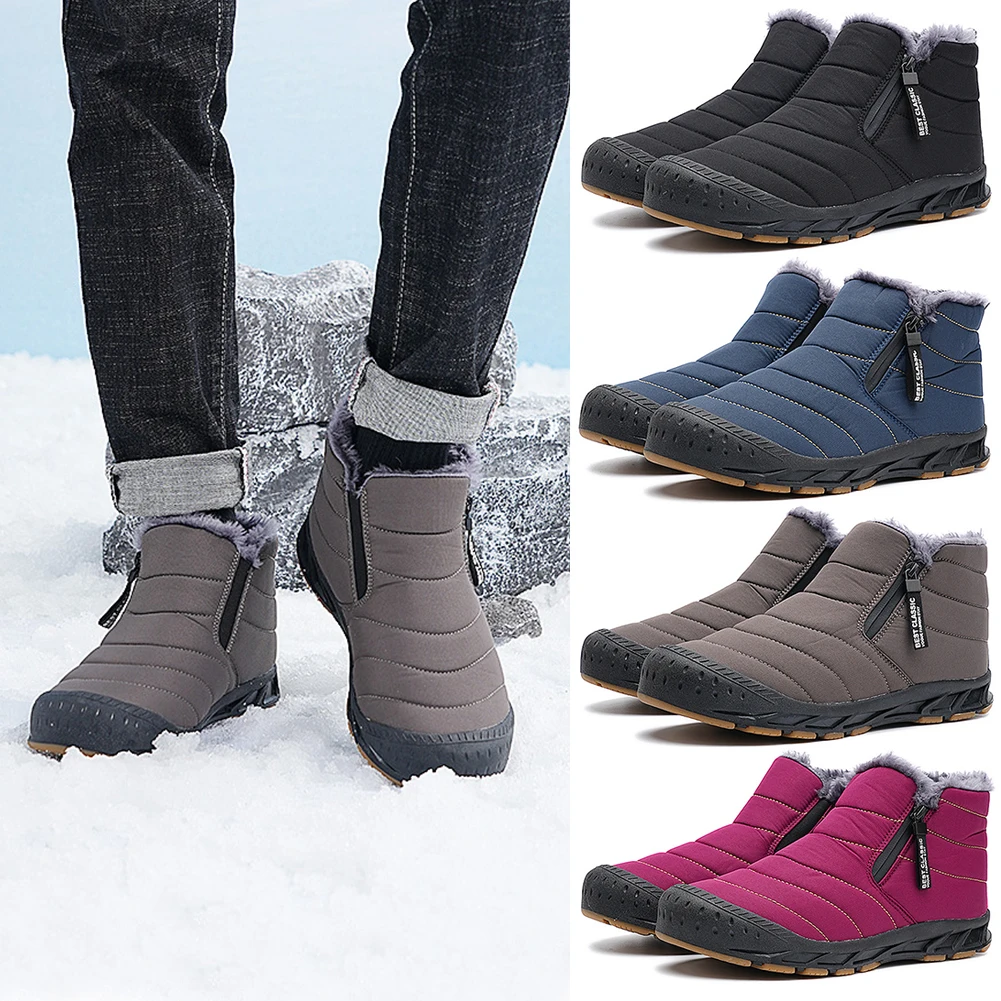 Winter Snow Boots Men's Warm Lined Ankle Non-Slip