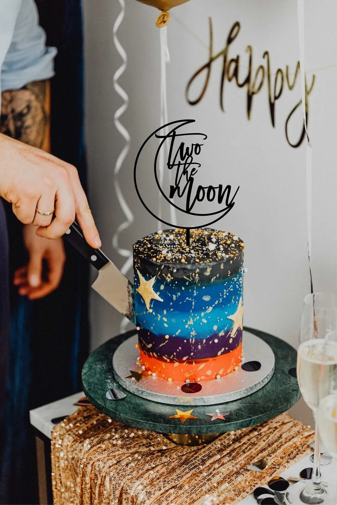 

Two The Moon Cake Topper, 2nd Birthday Cake Topper, Space Theme Birthday, Two Cake Topper, 2nd Birthday Cake Topper