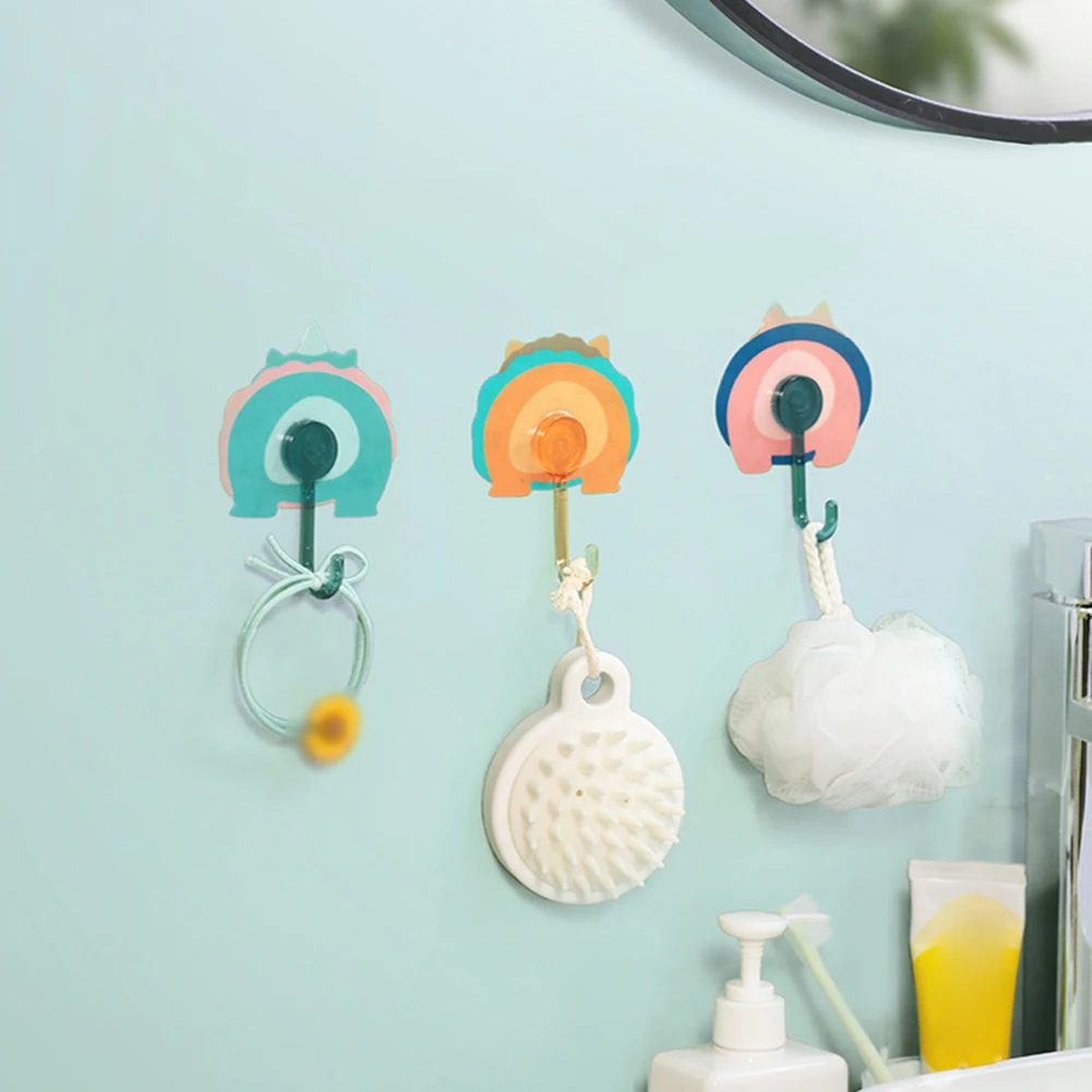 1pc Cute Wall Hooks Key Holder Door Hanging PVC Self Adhesive Wall Hanger Cartoon Animal Shape