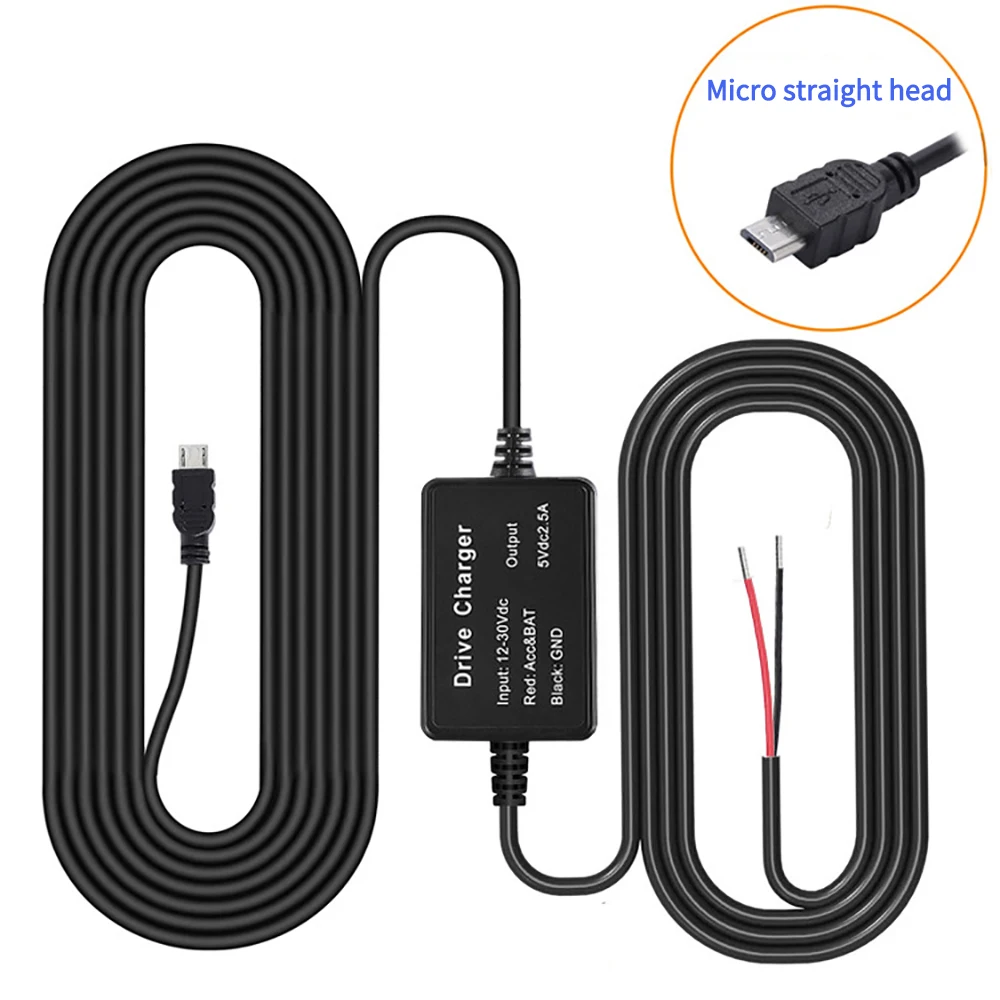 Dash Cam Hard Wire Kit Micro Typ-C USB-Anschlüsse DC 12/24V bis 5V Autoladegerät 2A 24H Parkmonitor Buck Line für DVRS GPS Recorder – Detail 6