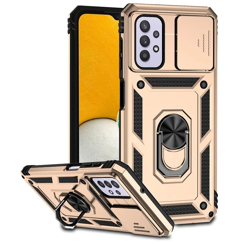 5G Armor Shockproof Case with Slide Lens Cover & Magnetic Car Holder Ring