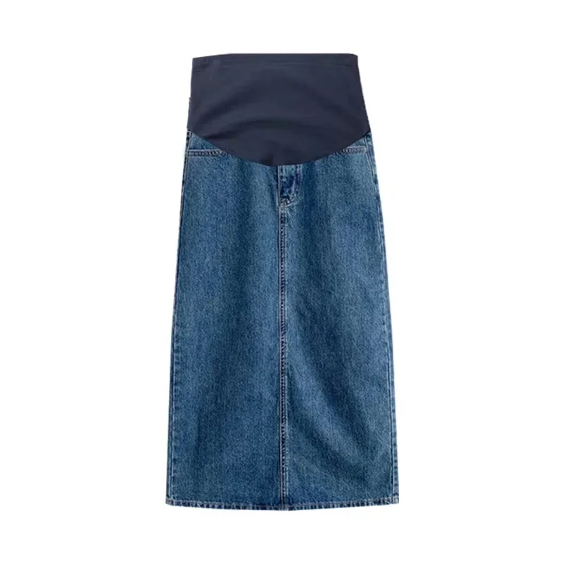 E73190# Maternity Skirt Skirts Korean Style Stretch Split Denim Outerwear Summer Slim Straight Mid-Long Pregnancy Skirt
