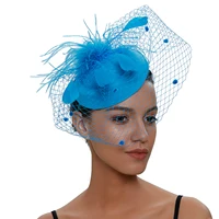 Womens Felt Fascinator Hat Fishnet Veil Small Plush Wave Point Decor Hair Clips Wedding Bridal Cocktail Headwear Fasciantor 4