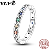 VAMO 925 Sterling Silver CZ Zircon Rings Colorful Stone Woman Rings Sparkling Wedding Ring Grils Anniversary Gift Jewelry 1