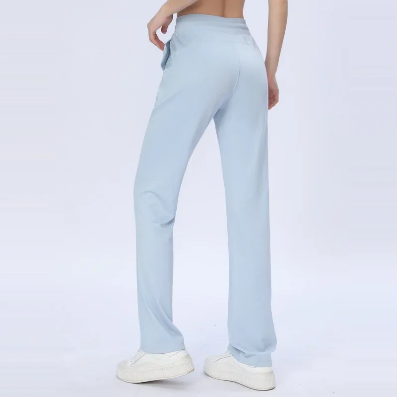 Women's Loose Fit Quick Dry Sports Yoga Pants Straight Leg Running Trousers Casual Long Wide Leg Gymnastics Long Pants