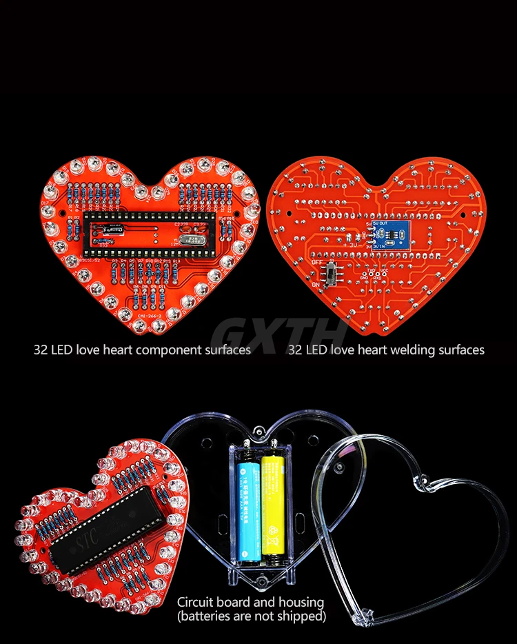 Bunte LED Liebe DIY Kit MCU herzförmige fließende Wasser lampe RGB elektronische Schweiß praxis Projekt für Studenten geeignet – Detail 4