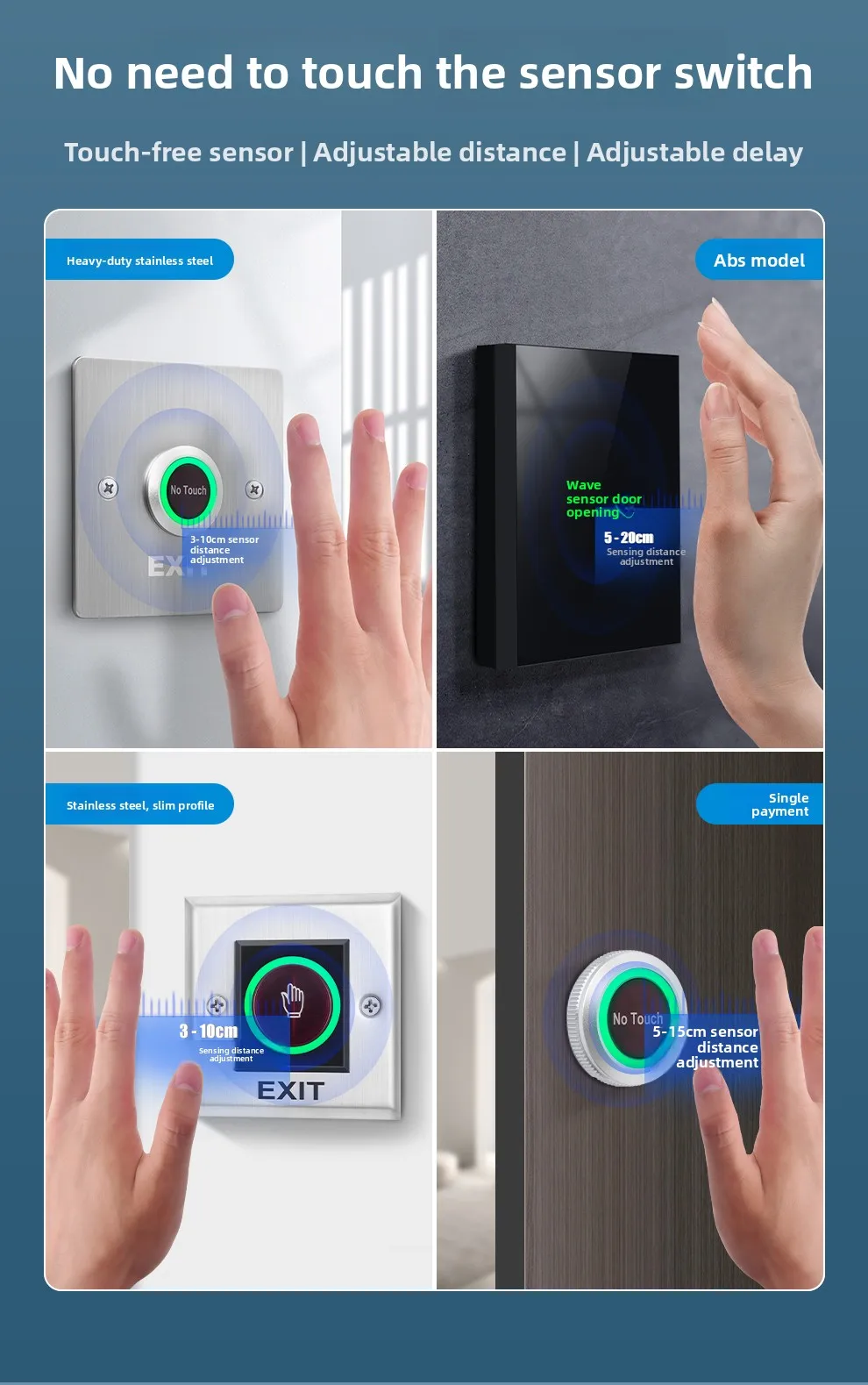 stainless steel access control switch infrared induction door button automatic r