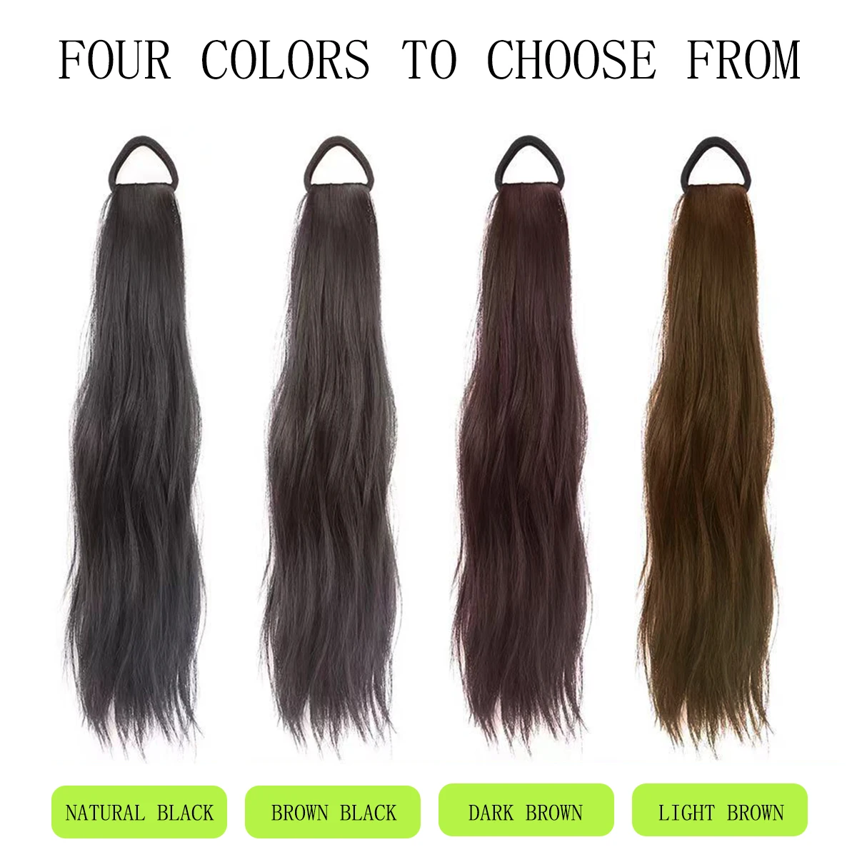 Synthetic Rubber Band Ponytail Sweet Woman Black Slightly Curly Ponytail Extension Long Heat-resistant Wig