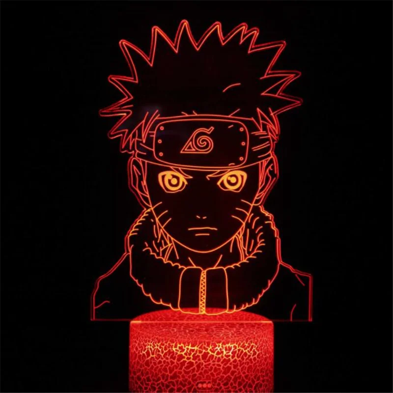 Удзумаки Наруто 3D иллюзия Лампа Uchiha Itachi Sasuke Jiraiya светодиодный ночсветильник