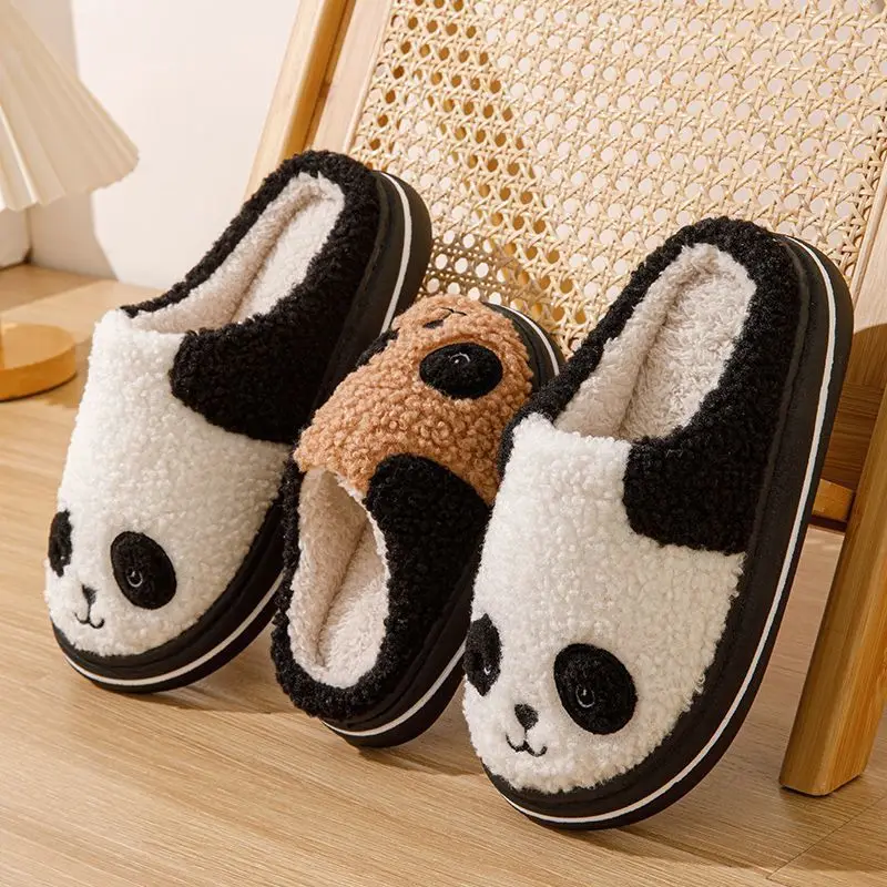 Winter Cute Panda Women Men Cotton Slippers Parent-child Cotton Shoes Plush Plush Thick Bottom Indoor Non-slip Warm Cotton Shoes 4