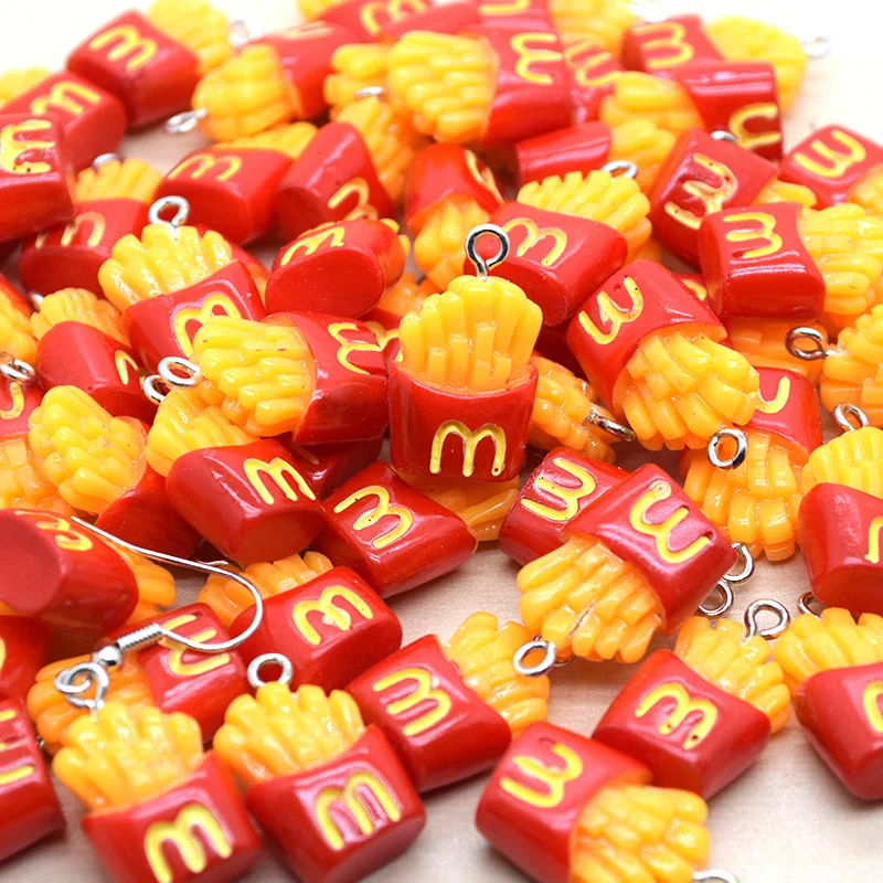 

500pcs Bulk Wholesale French Fries Resin Charms Kawaii Food Crafts Pendant DIY Keychain Bracelet Charm Jewelry Make