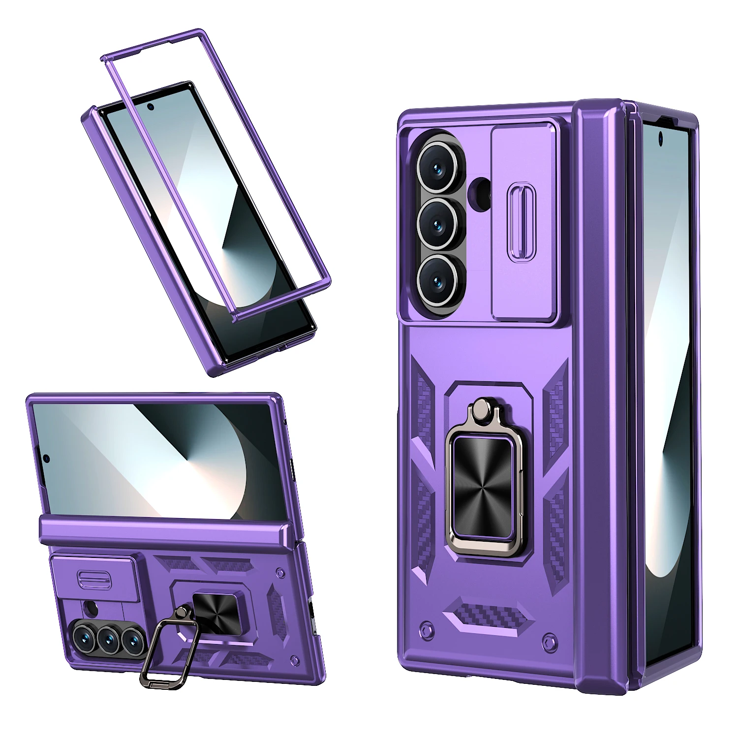 Ultra Protective Kickstand Ring Case with Magnetic Closure - Military Grade Shockproof Cover