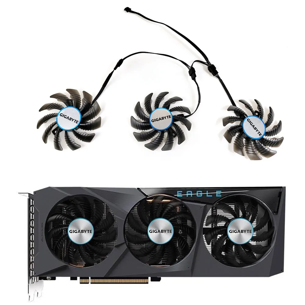 Substituição da Ventoinha Refrigeradora Pld08010s12h para Gigabyte Radeon rx 6600 6700 xt Rtx 3070 ti Eagle Placa de Vídeo Gráfica Peças 75 mm