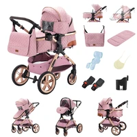 Poussette 3-en-1 pour nouveau-nés, système de voyage, siège auto, poussette haute, légère, landau pour bébé 4