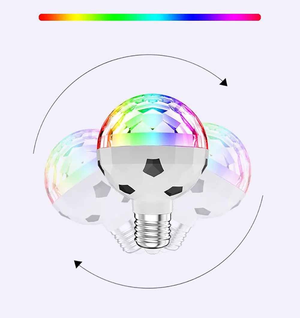 E27 LED RGB 6W 볼 라이트 회전 마법의 프로젝션 램프 파티 DJ 디스코 볼 라이트, 홈 파티 KTV 바 무대 웨딩 라이트