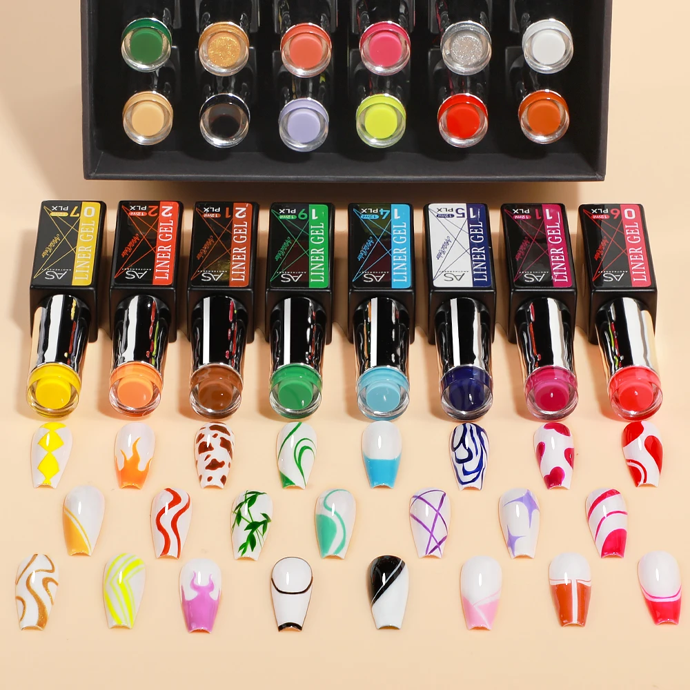 AS Solid Line Gel Nail Polish Not Set 24 Colors For Manicure Drawing Polish DIY Painting Varnish Pure Liner Nails Art Gel 2