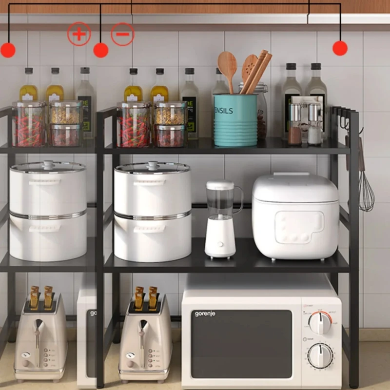 Adjustable Microwave Storage Rack Multi-Functional Kitchen Organizer with Large Capacity for Dishes Utensils and Spices
