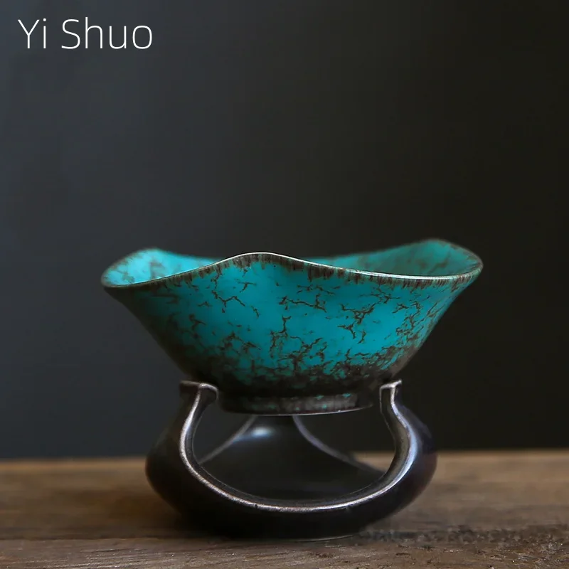 차 여과기 세트 일본식 가마 구운 복고풍 차 깔때기 차 여과기 차 구획 차 여과..