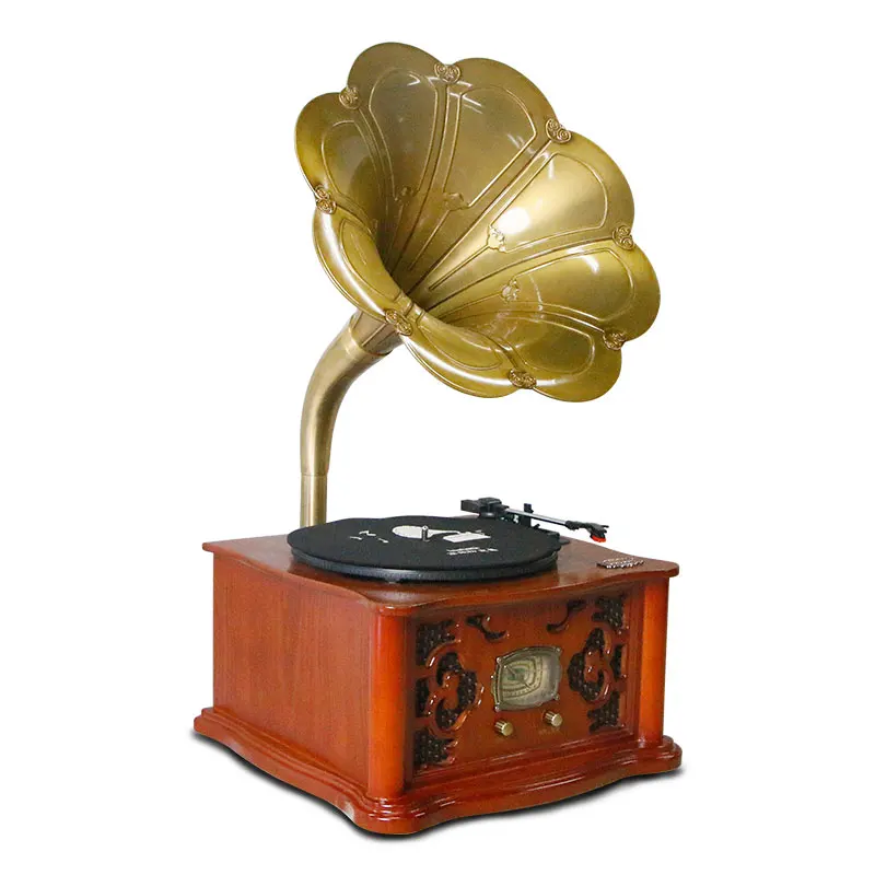 

Leetac Vintage Classic Retro Bluetooth Aux-in USB CD FM Radio Vinyl Record Player Turntable Phonograph Gramophone