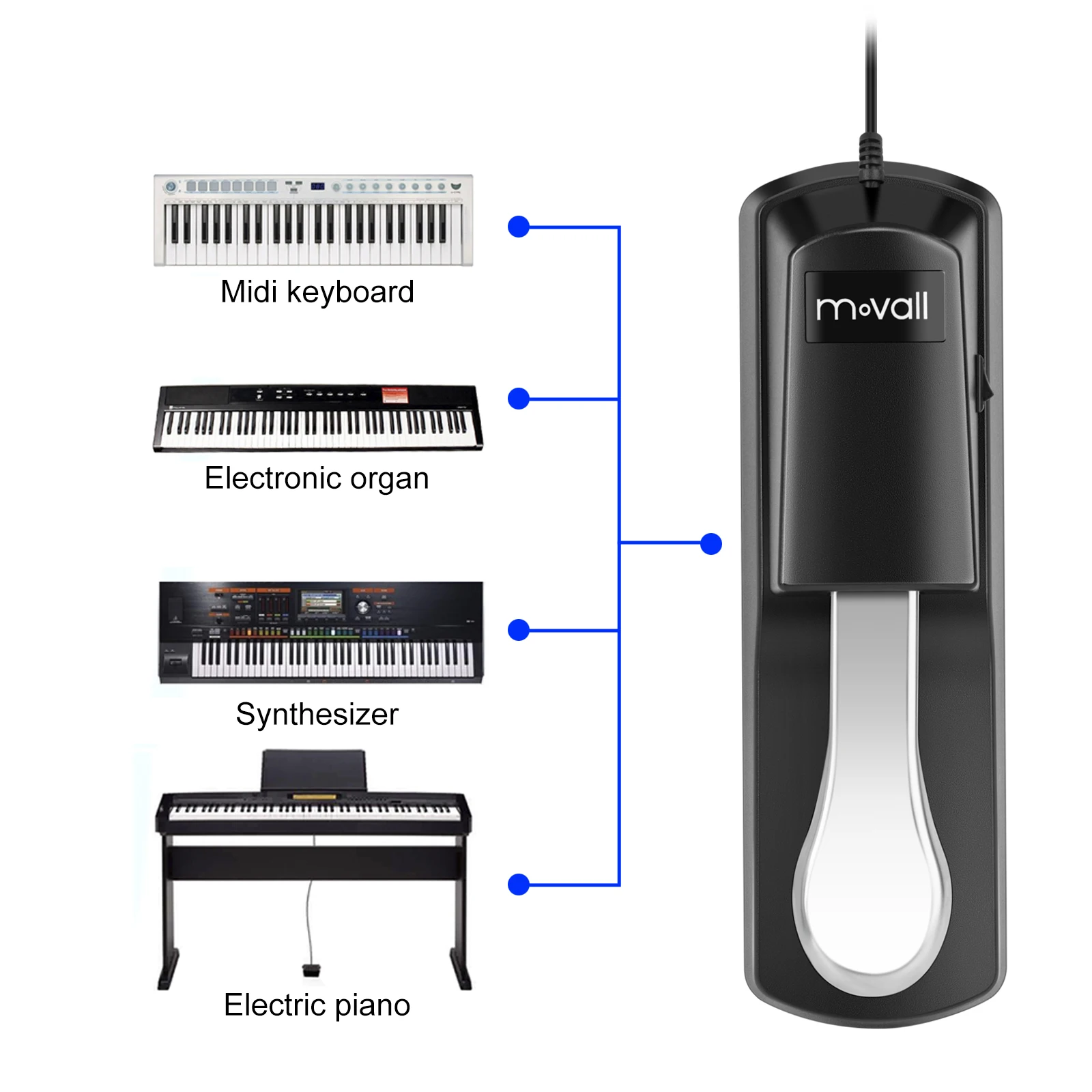 Piano Pedal Movall MSP-01 Sustain Pedal Universal Foot Pedal For Pianos And Keyboards