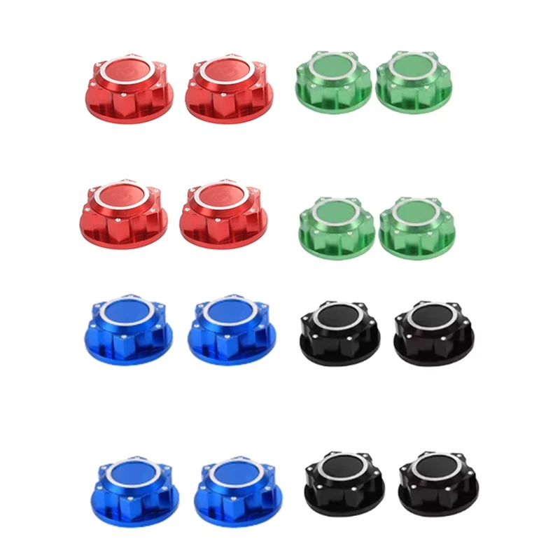 4Pcs Aluminum Hex Wheel Nuts Wheel Hub Cover Dustproof Anti-Skid For Arrma 1/5 Kraton 8S Outcast 8S RC Car 24Mm