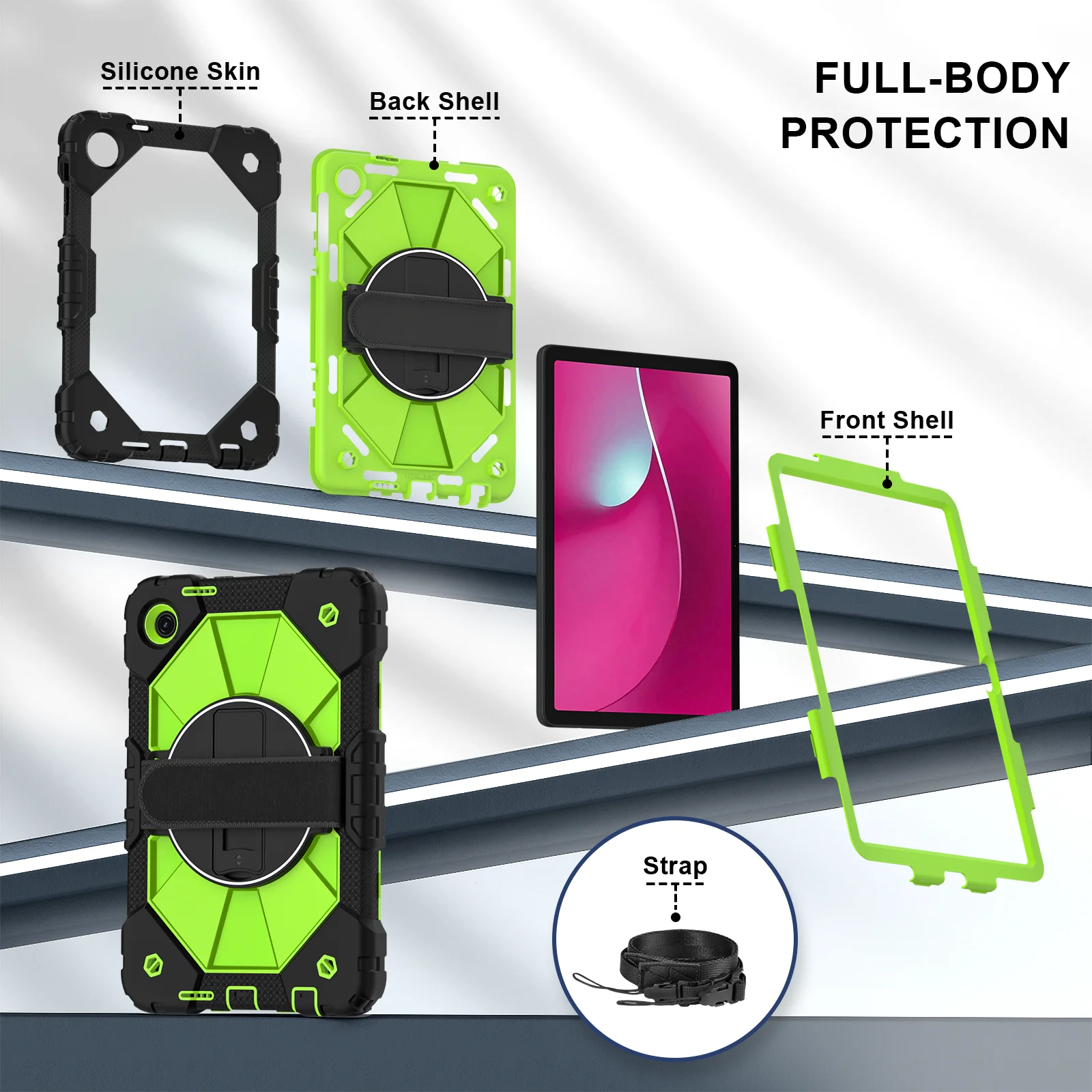 Enhanced Rugged Rotating Tablet Cover for Kids - Heavy Duty and Protective , 10.1 inch