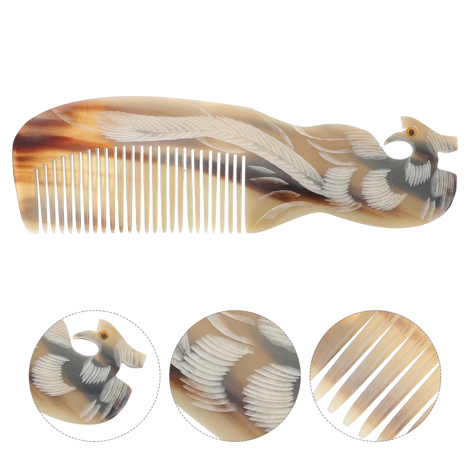 

Double Sided Engraving Comb Handmade Ox Horn Comb Women Massage Comb Smooth Hair Comb Scalp Massage Tool