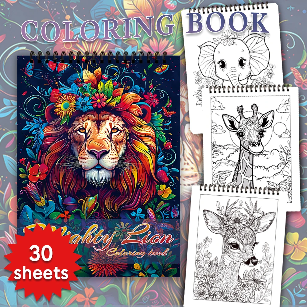 30 Sheets Stress Relief Coloring Book, 11.2x 8.3in,100gsm Thick Paper, Spiral Bound, Halloween Gift, Christmas Gift Option 2