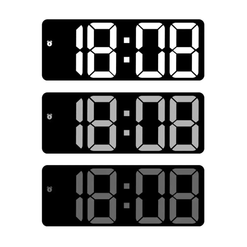 

Clock Electronic Colorful Date Levels Display Large 3 Adjustable Table Clocks Brightness Temperature Screen Time Led Alarm