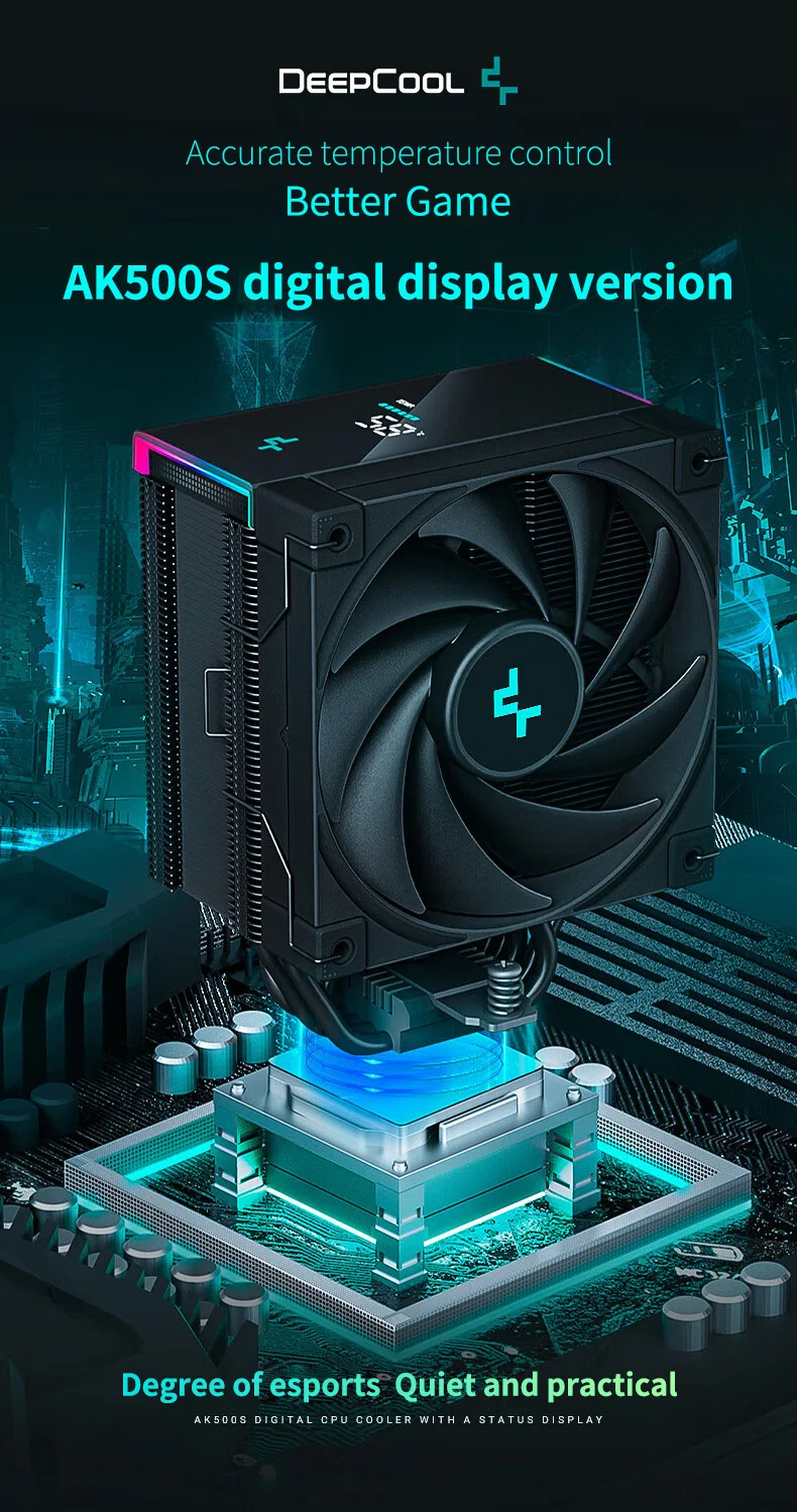 DeepCool AK500S CPU Cooler with Digital Display 5 Heat Pipes TDP 240W Radiator 1